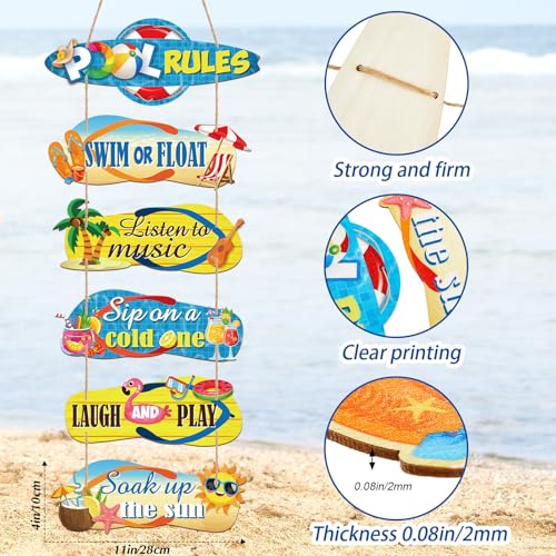 Señales Decorativas para Piscina de Madera 6 Piezas miniatura 2