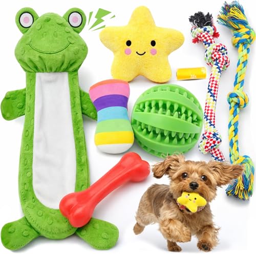 LOYEE 8 Pack Puppy Toys for Small Dogs, Luxury Dog Chew Toys with Squeaky Plush Toys, Rope Toys and Ball, Teething Toys for Puppy Supplies