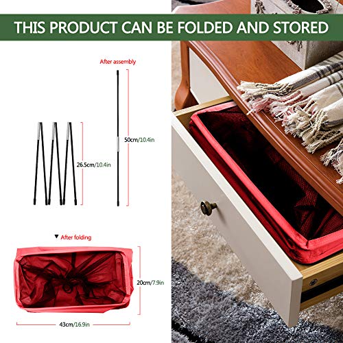 Slim Rolling Laundry Basket With Wheel, Ihomagic Rectangle Storage Hamper - Thin Laundry Basket Corner Fittable Laundry Bin Flexible Handle Laundry Sorter For Dormitory, Hotel, 39X18.5X58Cm 41L,Red #TOP3