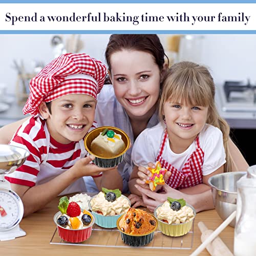 Rtteri 200 Pcs Aluminum Foil Mini Cake Pans With Lids, 100 6.8 Oz Rectangle Mini Loaf Baking Pans 100 5 Oz Round Disposable Baking Pans Mini Cake Tins Aluminum Foil Cupcake Liners Bread Muffin Cups #TOP3