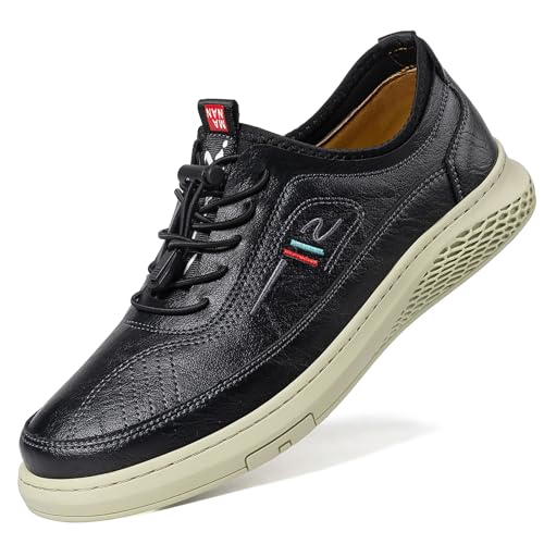 Moodeng Mens Dress Shoes Leather Causal Oxfords Lightweight Formal Business Oxfords Adjustable Lacing Derby Shoes Comfortable Walking Loafers