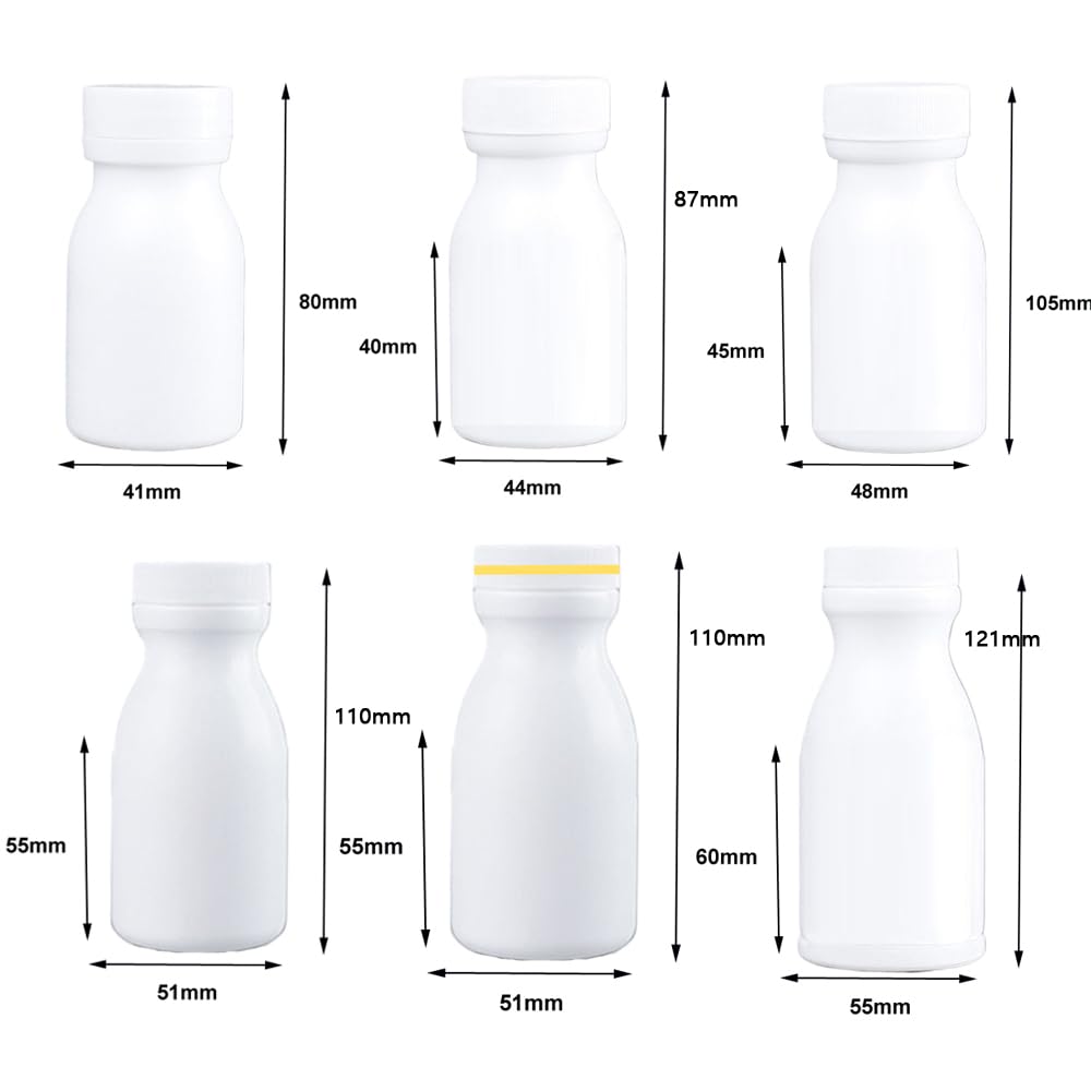 100 Stück 60-150ML Weiß Kunststoff Reagenz Medizin Kleine Plastikflaschen Pille Feste Pulver Fläschchen Leere Dichtung Container Flüssigkeits Behälter (100ML)