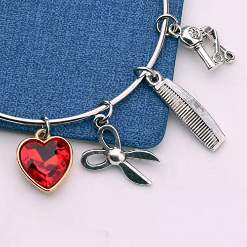 Image of Detailed Hairstylist Gift Hairdresser Stylist Charm Bracelet Graduation Gift