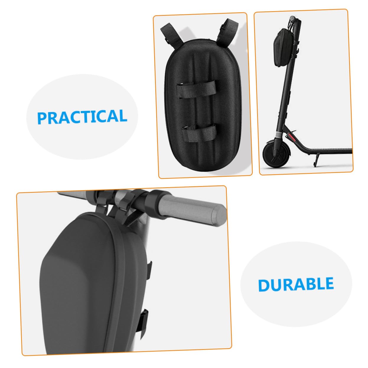 Borsa da Manubrio Eva Nera Capienza Grande per Bici e Scooter | Cerniera Scorrevole, Materiale Sicuro, Tracolla Inclusa, Versione 1 Pezzo