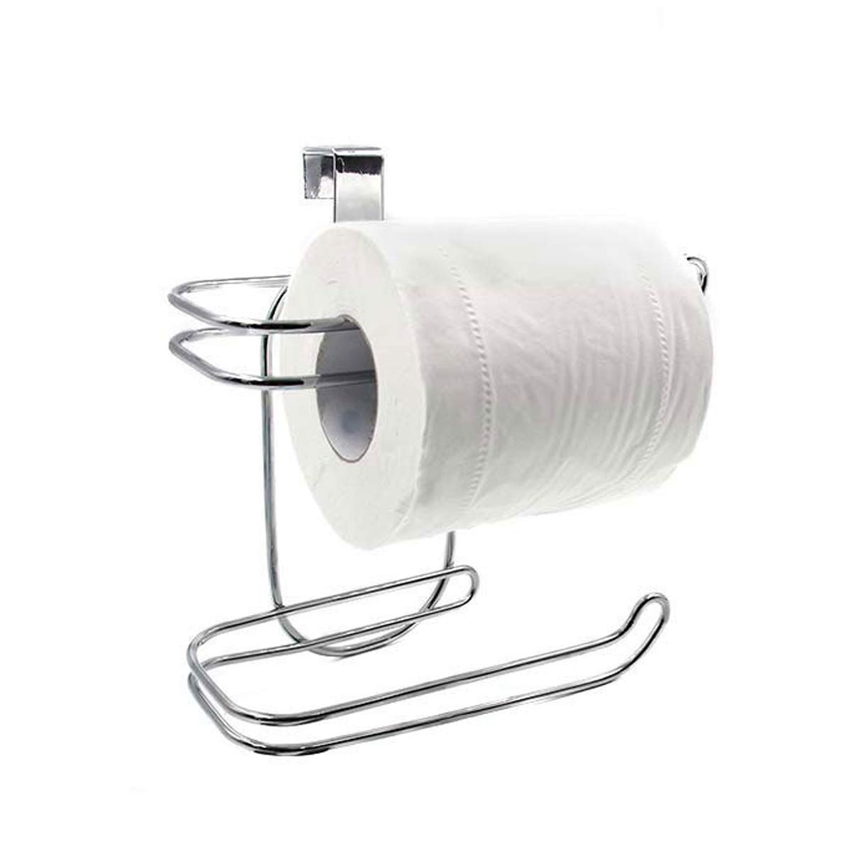 Toilettenpapierhalter Ohne Bohren – Für 2 Rollen, Metall, Chromfarben, Einfach über Spülkasten Zu Hängen