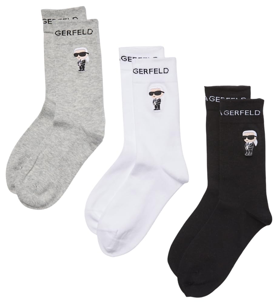 Karl Lagerfeld, Men'S, K/Ikon Sock 3 Pack, Black/White/Grey, 39-42