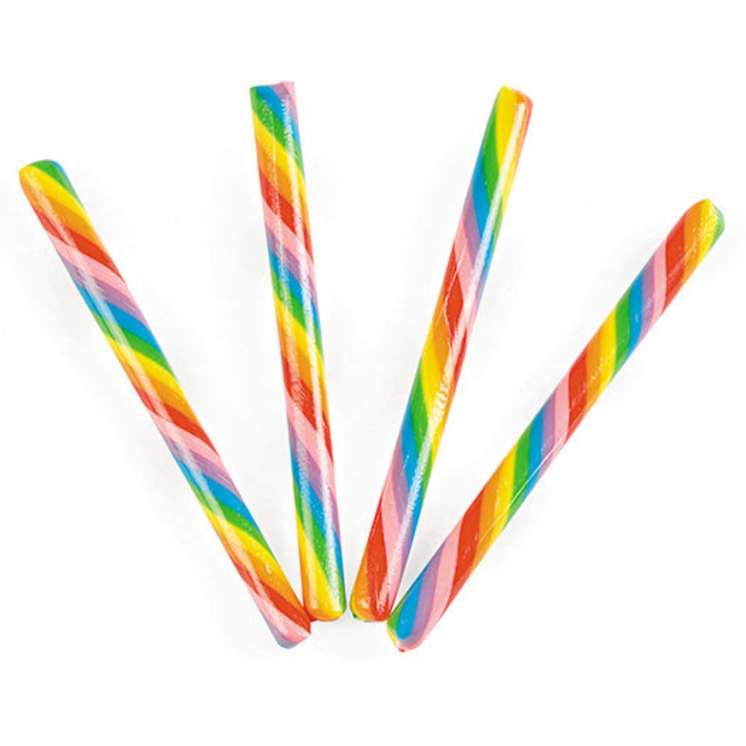 Fun Express Old School Rainbow Hard Candy 80 Pack - Individually Wrapped Candy Sticks Bulk - Classic Retro Candy for Kids Party Favors, Goodie Bags and Wedding Receptions