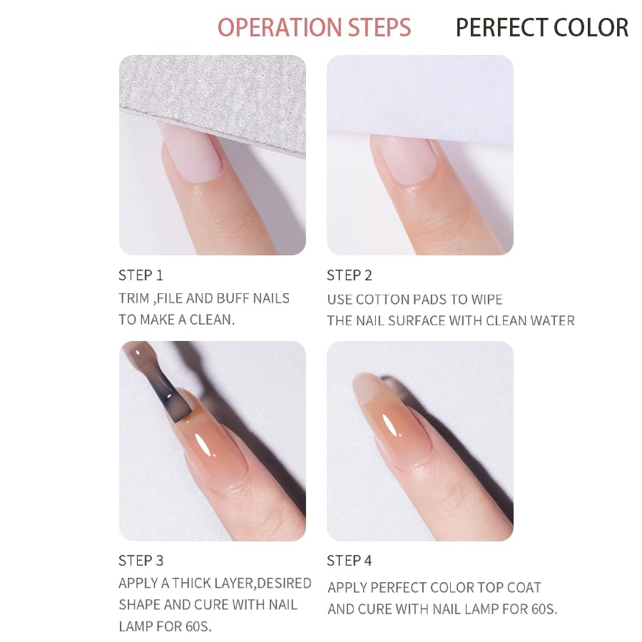 PERFECT COLOR Builder Gel Para Uñas 15ml Milky Pink Nude miniatura 4