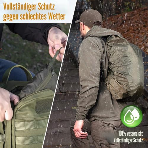 M-Tac wasserdichte Regenhülle für Rucksack – Schutzcover bis 20L, Nylon mit PU-Beschichtung, Outdoor & Militär, Olive, S – Ansicht 2