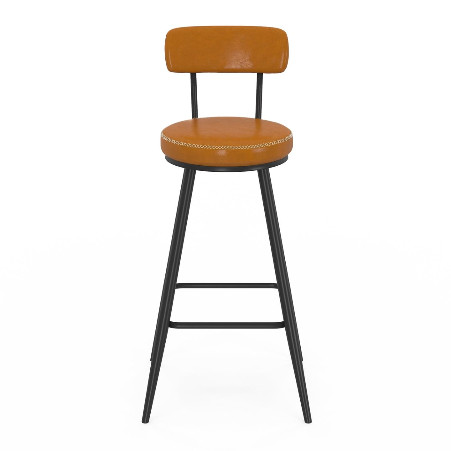 IDMarket – Juego de 4 taburetes de bar ISAURE PU marrón