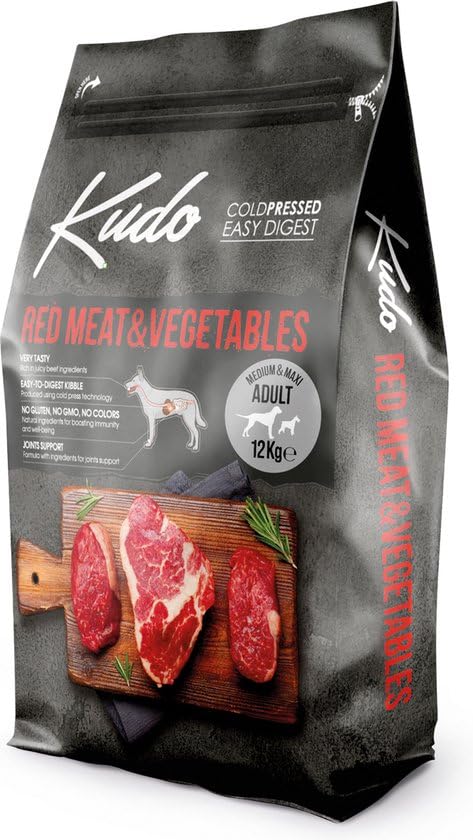 Kudo Red Meat – crocchette per cani low grain pressate a freddo con Manzo. 12kg