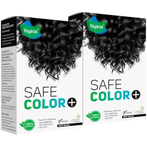 Vegetal Safe Color, Hair Color for Unisex, 100g - Soft Black (Pack of 2)