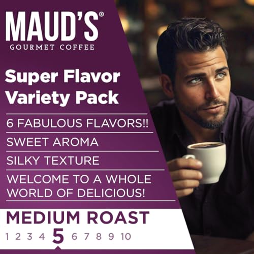 Image of Maud's Flavored Coffee Pods Variety Pack, 24ct, 6 Assorted Flavors | Medium Roast Flavored Coffee in Single Serve Pods - 100% Arabica Coffee, Compatible with Keurig Coffee Makers