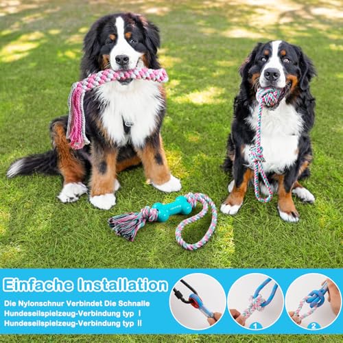 Aitmexcn Reizangel Hunde, Ausziehbare Hundespielangel mit Robustem Seil, Trainingsspielzeug für Kleine, Mittlere und Große Hunde