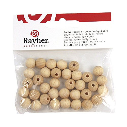 Rayher Boules en bois brut demi-percées p. bricolage ø12mm 25pcs nature, 6251600
