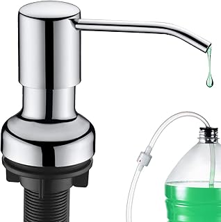 Soap Dispenser for Kitchen Sink Extension Tube Kit, SonTiy Kitchen Hand Soap Dispenser Pump Polished Chrome, Stainless Steel Liquid Soap Dispenser with 47" No-Spill Extension Tube+17 OZ Bottle