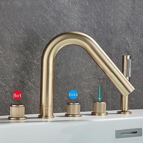 Système de douche en or brossé avec mitigeur de bain-douche à bec pivotant 360