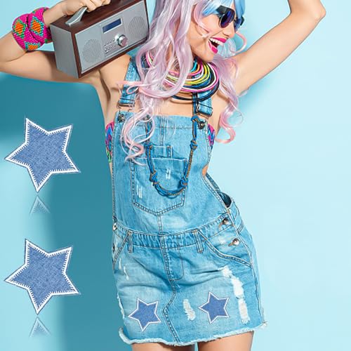 luckaide Flicken zum Aufbügeln, 8 Stück Stern Bügelflicken, Patches zum Aufbügeln, Aufbügelflicken Kinder Löcher Flicken für Jeans, Kleidung, Jacken, T-Shirts, Hüte, Rucksäcke