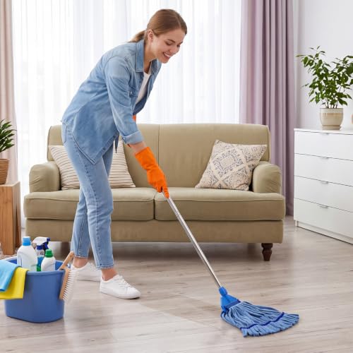 Image of Lallisa 4 Pcs Microfiber Commercial Mop Head Replacement Tube Industrial Looped End Mop Heads Refill for Floor Cleaning for Home Commercial Industrial Use (X-Large,Blue)