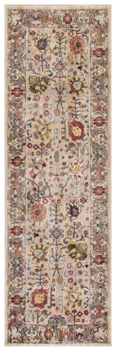 Tapete corredor SAFAVIEH Kashan 2'6" x 6' beige y topo miniatura 1