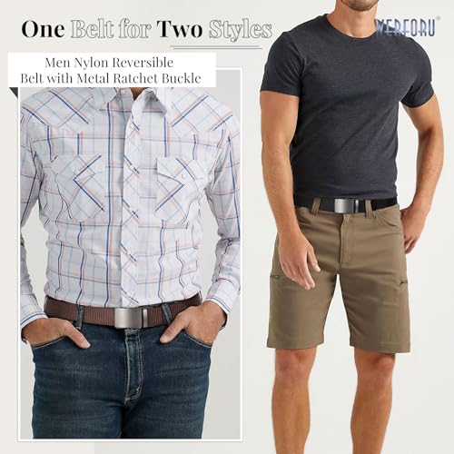 WERFORU Men Ratchet Belts Nylon Reversible Buckle 2-in-1 Casual Belt for Gift2