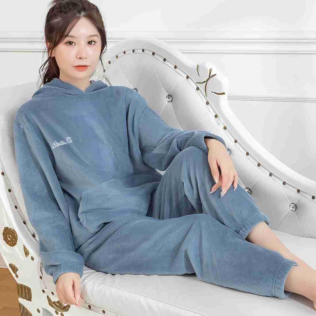 SHAPERX® Long Full-sleeve thermal activewear for Women Lined Base Layer Pajama Set Cold Weather Set Pack of 1 (SKY BLUE, M) - Image 4 thumbnail