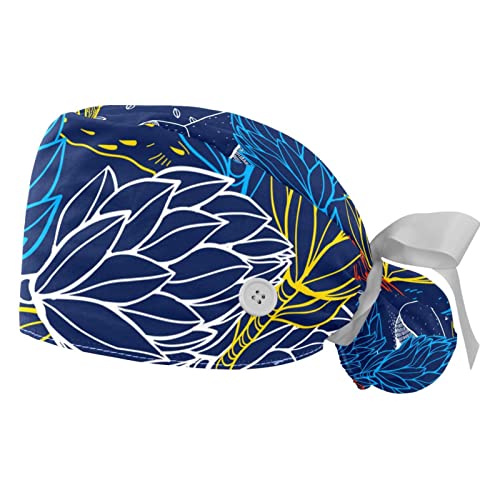 Casquettes de travail et chapeaux bouffants à croquis d'oiseaux pour la cuisine et les soins