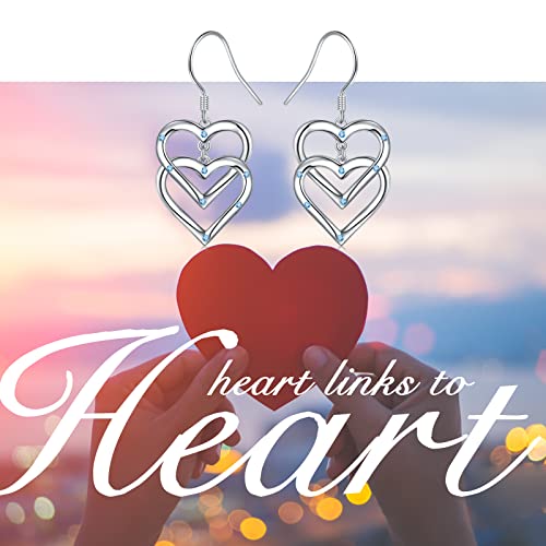 Jzmsjf S925 Sterling Silver Heart Dangle Drop Stud Earrings Heart Hooks Earrings Jewelry Birthday Gifts For Women Girlfriend #TOP2