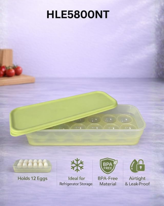 Image of LocknLock Egg Storage Box for Fridge (Holds 12 Eggs) | Airtight & Leakproof Egg Tray with Lid | BPA-Free Refrigerator Egg Organizer Container