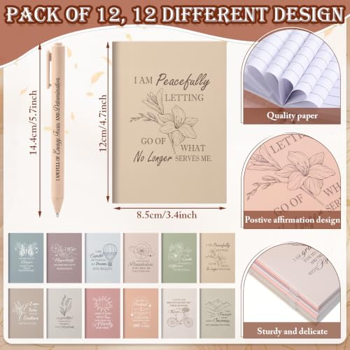 Image of Mooliwe 24 Pcs Affirmation Notebooks Pens Bulk Gifts, Gratitude,Earth Tones