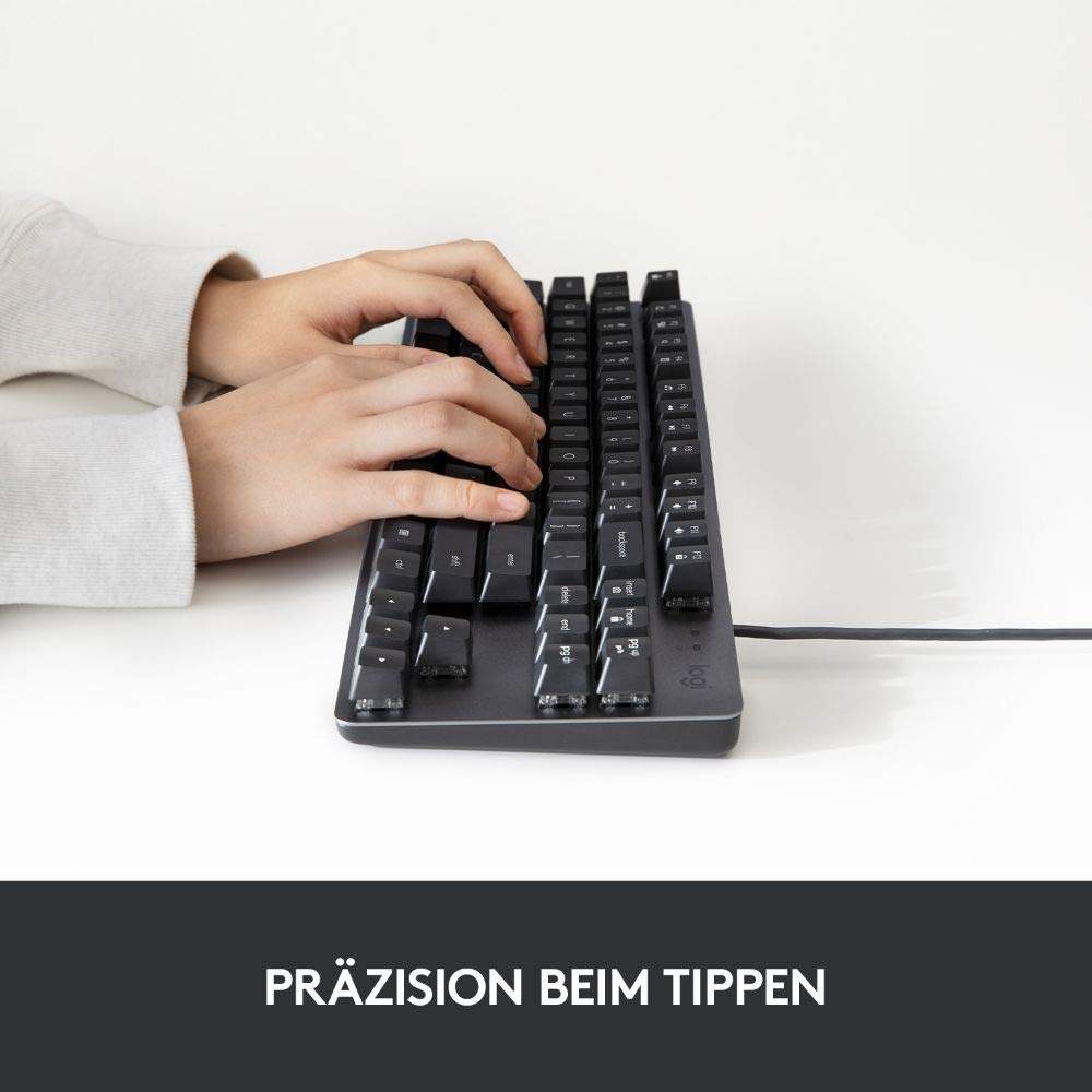 Logitech K835 TKL Kabelgebundene Mechanische Aluminium Tastatur | Tenkeyless PC Keyboard mit kompaktem und komfortablem Design, Lineare Switches, Deutsches QWERTZ-Layout - Grau