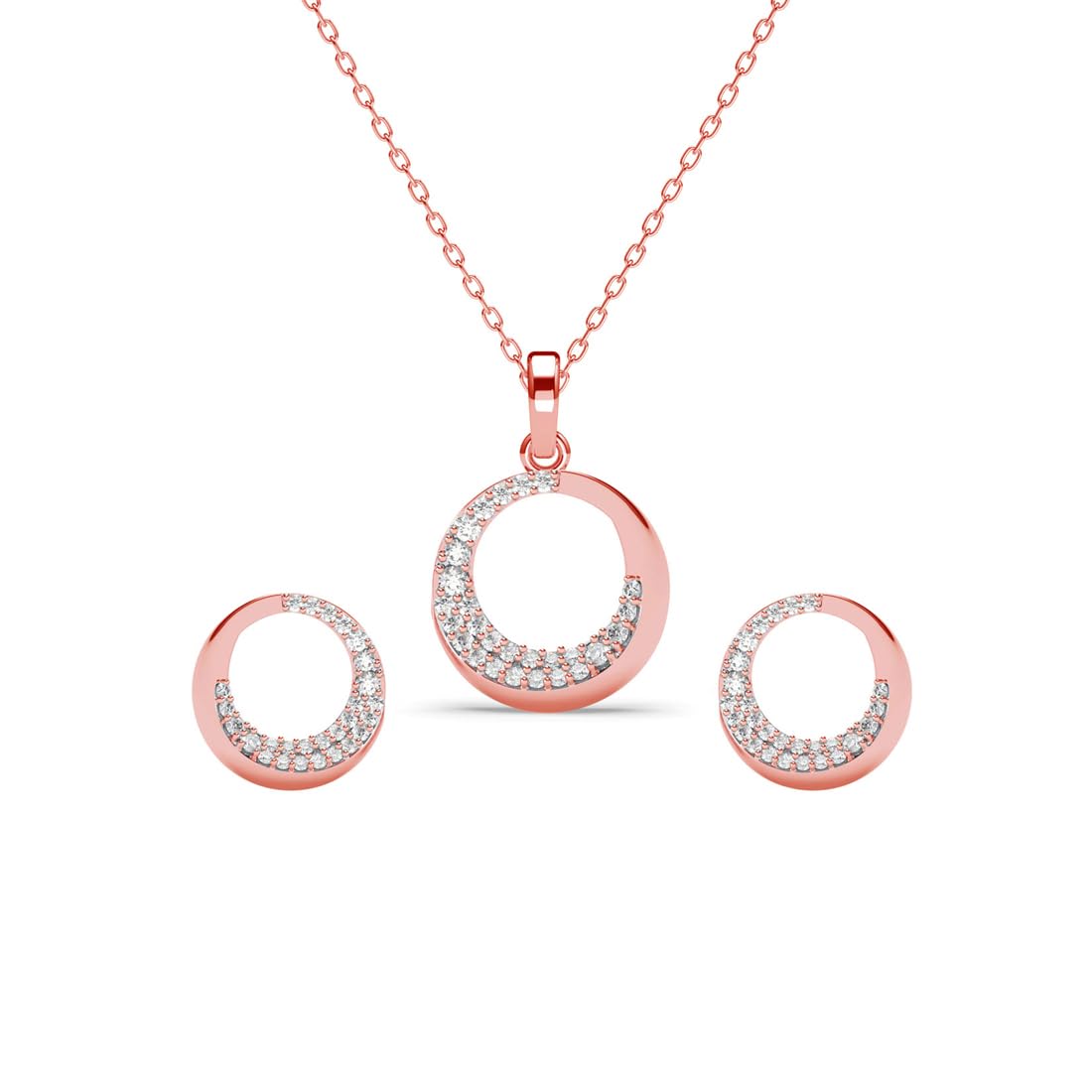 Clara 925 Sterling Silver Cerchio Pendant Earrings Chain Necklace Jewellery Set | Rose Gold Plated, Swiss Zirconia | Gift for Women and Girls (B0D9CXM6Z5) Amazon Price History, Amazon Price Tracker