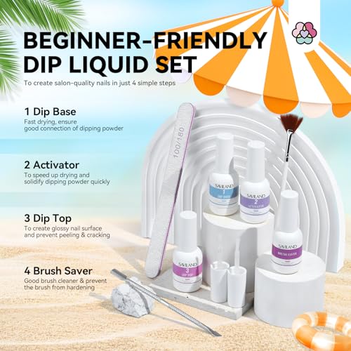 Saviland 29PCS Dipping Powder Nails Set Starterset: Langlebig 20 Farben Dip Pulver Dip Liquid Base Top Activator Brush Saver Dip Nagelset French Maniküre Nägel Selber Machen Mädchen Geschenke