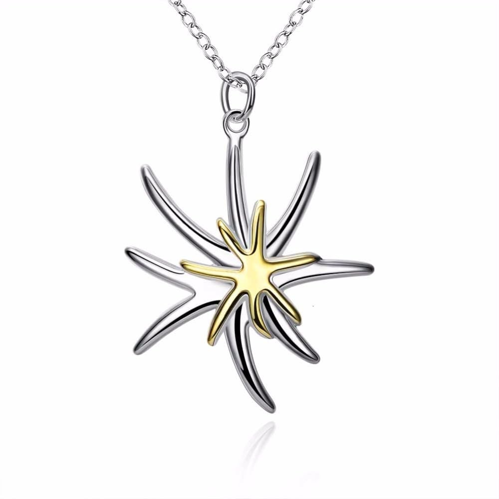 joyería 925, Collar con Colgante de Estrella de mar, joyería Femenina