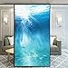 Xijier No Glue Decorative Privacy Frosted Window Film Blue Sea Pattern Glass Door Window Covering Window Decals Window Sticker for Home Office 40x120cm(15.7