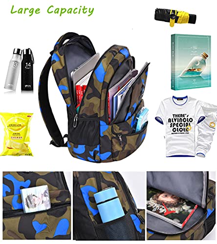 Image of Ladyzone Camo School Backpack Lunch Box Set Lightweight Schoolbag Travel Camp Outdoor Daypack