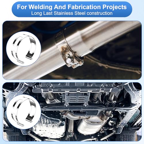 Image of 5Piece Stainless Steel Exhaust Pipe Clamps, Universal, for Welding and Exhaust Repairs (2 inch 2.5 inch 3 inch 3.5 inch 4 inch)