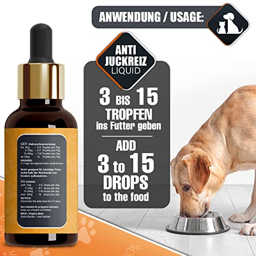 Saint Nutrition® JUCKREIZ Tropfen für Hund & Katze bei Hautreizungen – hochdosierte Soforthilfe gegen Juckreiz - pflegt Haut und Fell 50 ml