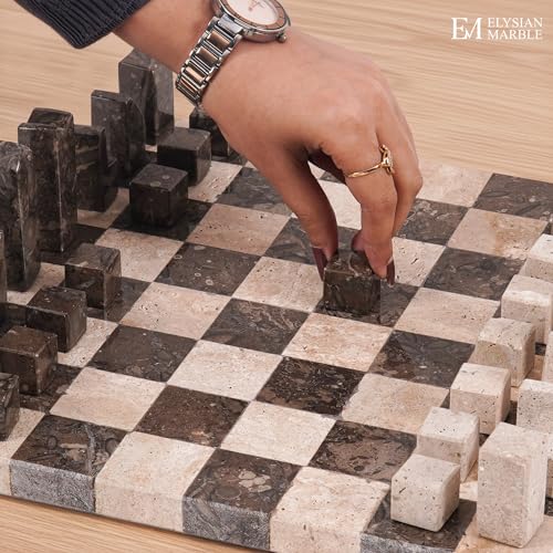 Modern Chess Set – Tablero y piezas de mármol artesanal miniatura 7