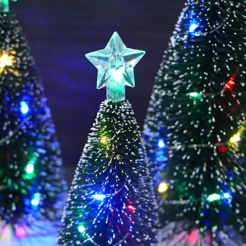 Image of LED Mini Christmas Tree with Lights - Battery Operated Tabletop Christmas Decoration with Colorful LED & Star Topper - Xmas Party Home Desk Decor (15 Cm x 6 cm)-3 Pcs
