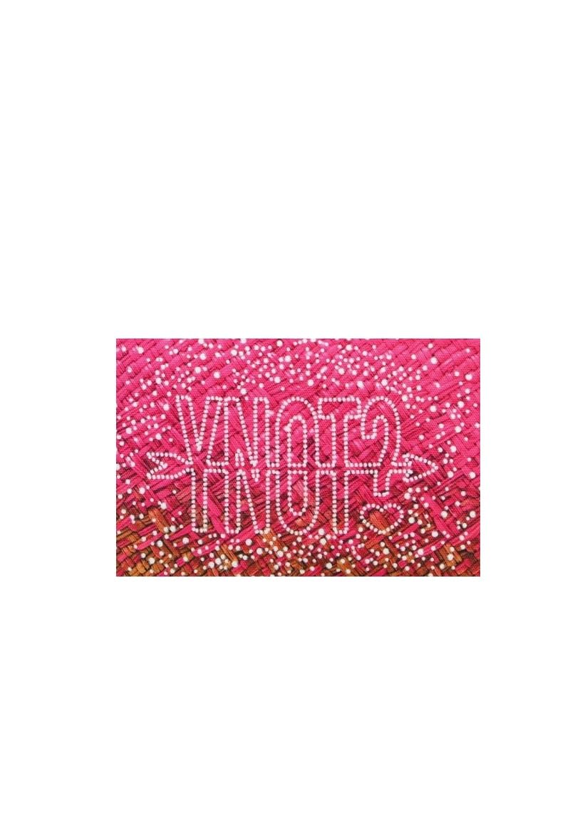 YNOT Borsa Mare Tote Macao MAC001S6, Nylon con Effetto Intrecciato Sfumato, Strass e Frange, 57x33,5x19 cm, Guava