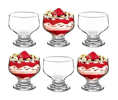 GK Global Kitchen Ciotole da dessert in vetro Sundae gelato Set di 6 bicchieri da cocktail a stelo corto tulipano gambero da cocktail aperitivo insalate di frutta budino piatti piatti con piatti