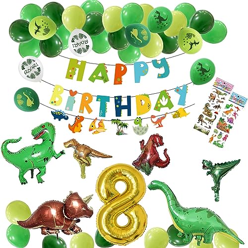 8歳 誕生日 バルーン 男の子 恐竜 誕生日 バルーン 風船 飾り付け セット 数字バルーン 8 付き 巨大 恐竜 バルーン ダイナソー セット 恐竜 ガーランド 飾り 恐竜シール2set 約35枚 付き