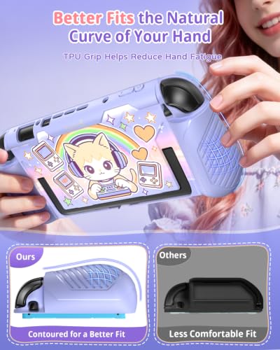 Image of FASTSNAIL Protective Cute Case Cover for Nintendo Switch 2 with Cartoon Cat | TPU Switch 2 Dockable Case with Cat Pattern, Military Protection, Split Design, Ergonomic Grip, PC Front Cover, 12 Game Slots