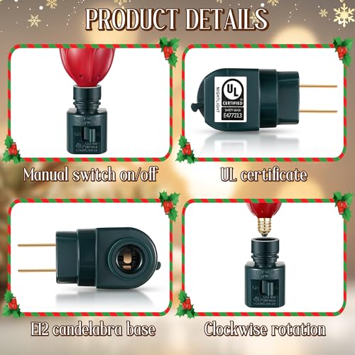 Image of Sumind 9 Pieces Christmas Bubble Lights, Traditional Vintage Night Lights with E12 Candelabra Base, Colorful Fluid Christmas Bulbs with Swivel Plug in Base(Green)