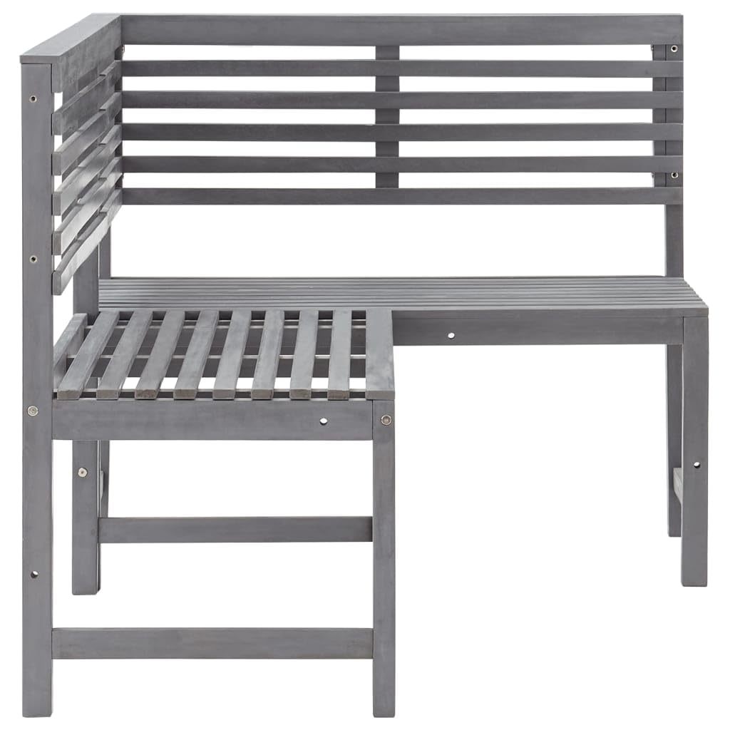 Banco esquinero de jardín para exteriores, color gris, 140 cm, muebles de madera de acacia maciza