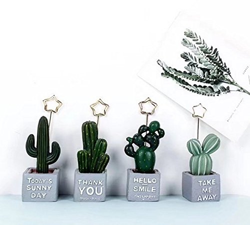 URTop 4Pcs Mini Cactus Card Holder Photo Clip Name Note Memo Stand Office Supply Home Decoration Desk Small Clamps Stand for Office Supplies Accessories