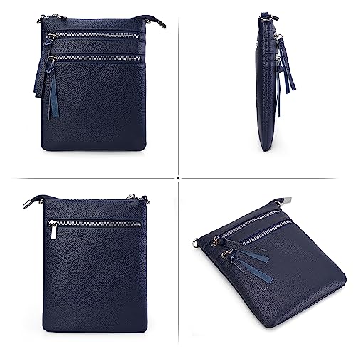 Image of befen Small Genuine Leather Crossbody Purses for Women Trendy Travel Shoulder Handbags with Multiple Zipper Pockets