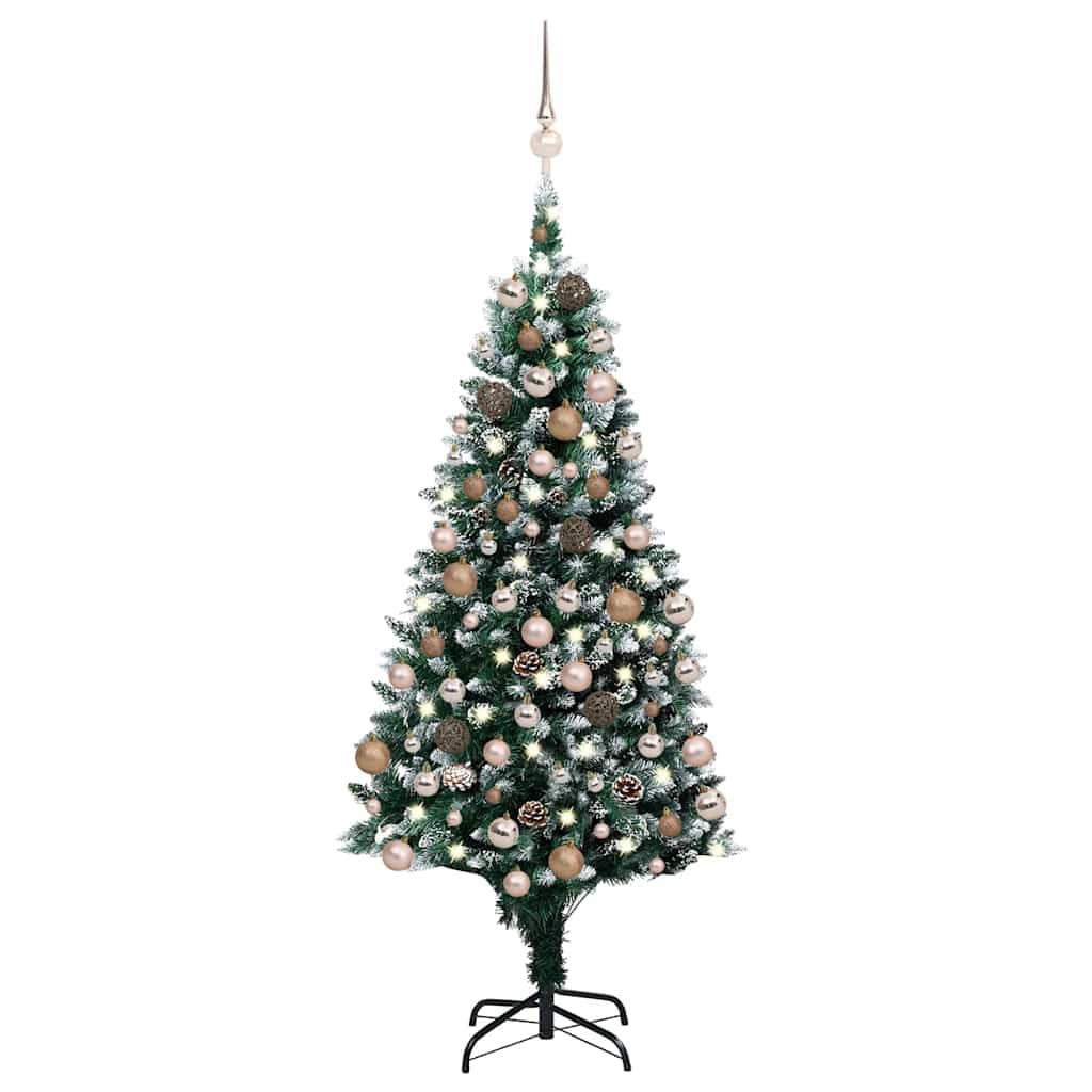 Sztuczna choinka z diodami LED i bombkami i szyszkami sosnowymi 180 cm