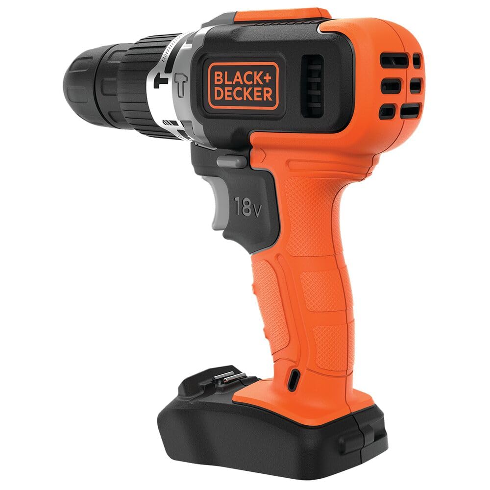 BLACK+DECKER TRAPANO/AVVITATORE A PERCUSSIONE 18V LITIO (UNITA' SENZA BATTERIA E CARICABATTERIE)- 20.250 colpi/min. 10 punti di regolazione. Velocità variabile. BCD003N-XJ
